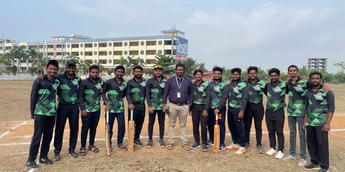 Students playing a sport on campus